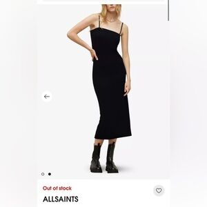 NWT ALLSAINTS Charlie square-neck stretch-jersey midi dress